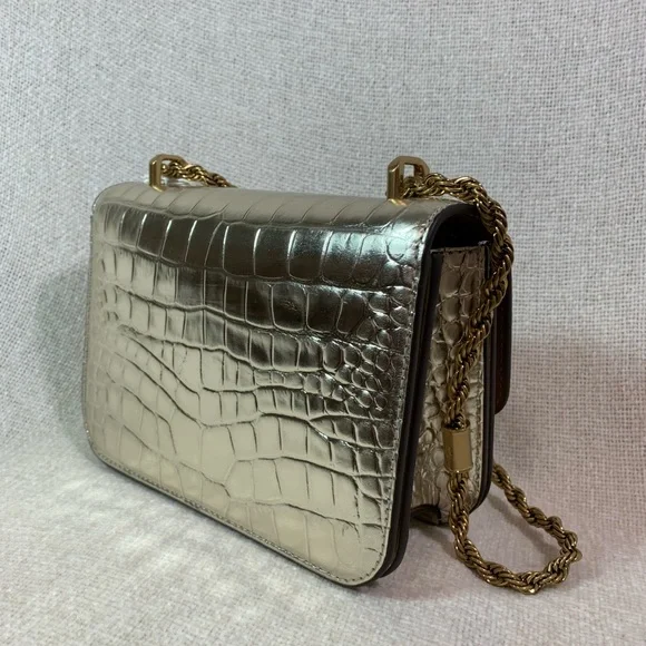 NEW Tory Burch Eleanor Gold Embossed Leather Small Convertible Shoulder Bag AUTH - Picture 6 of 16